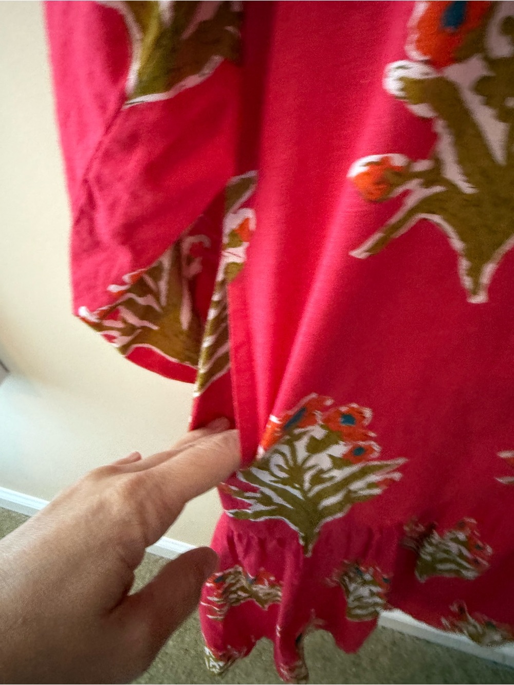 THML blockprint red popover Shift Dress M - Picture 5 of 9